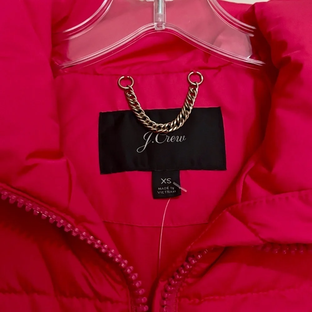 J. Crew Coral Puffer Long Coat w/Belt & Zip-up Front Size XS